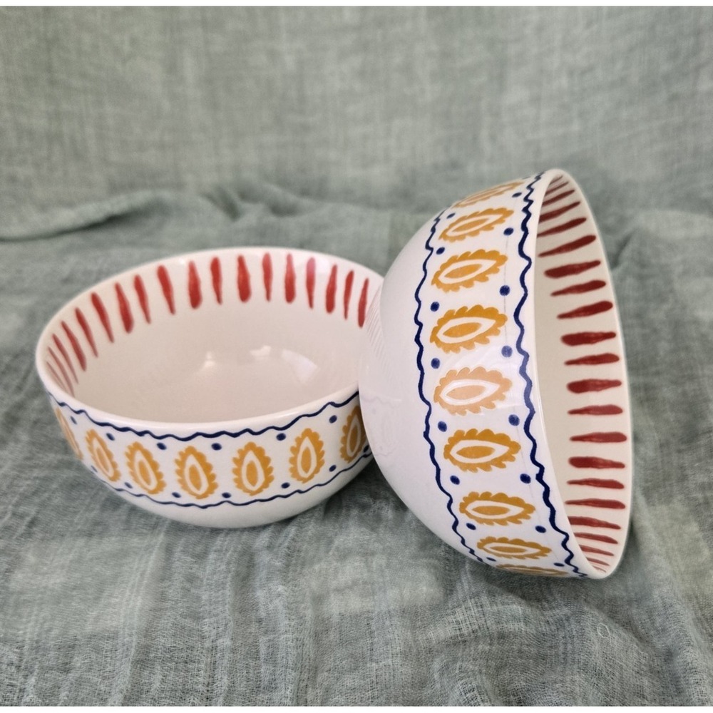 Hobby Lobby The Spring Shop Set Of 2 Cereal Soup Ceramic Colorful Bowls 5.75"